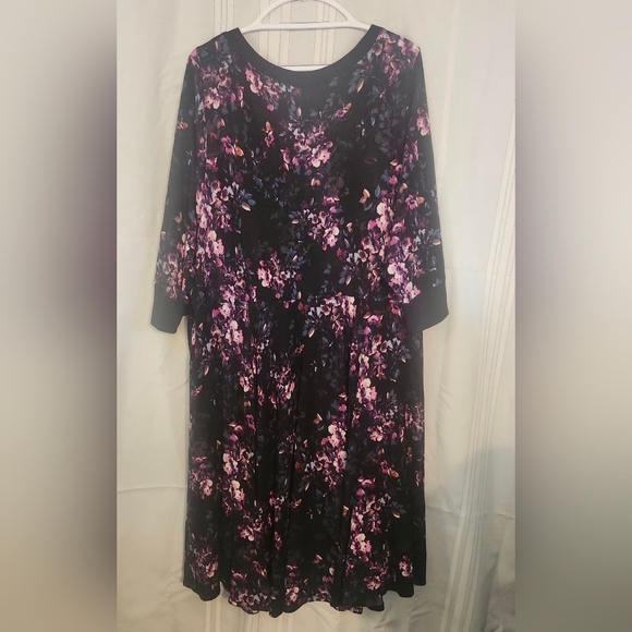 Torrid Black and Purple Floral Midi Dress - Picture 2 of 3